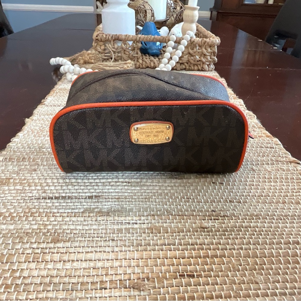 Michael Kors Brown and Orange Cosmetic Bag
